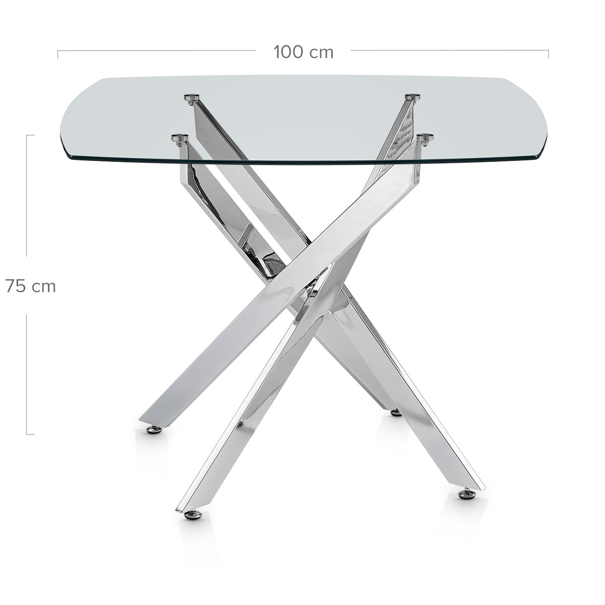 Echo 100cm Chrome Dining Table Glass