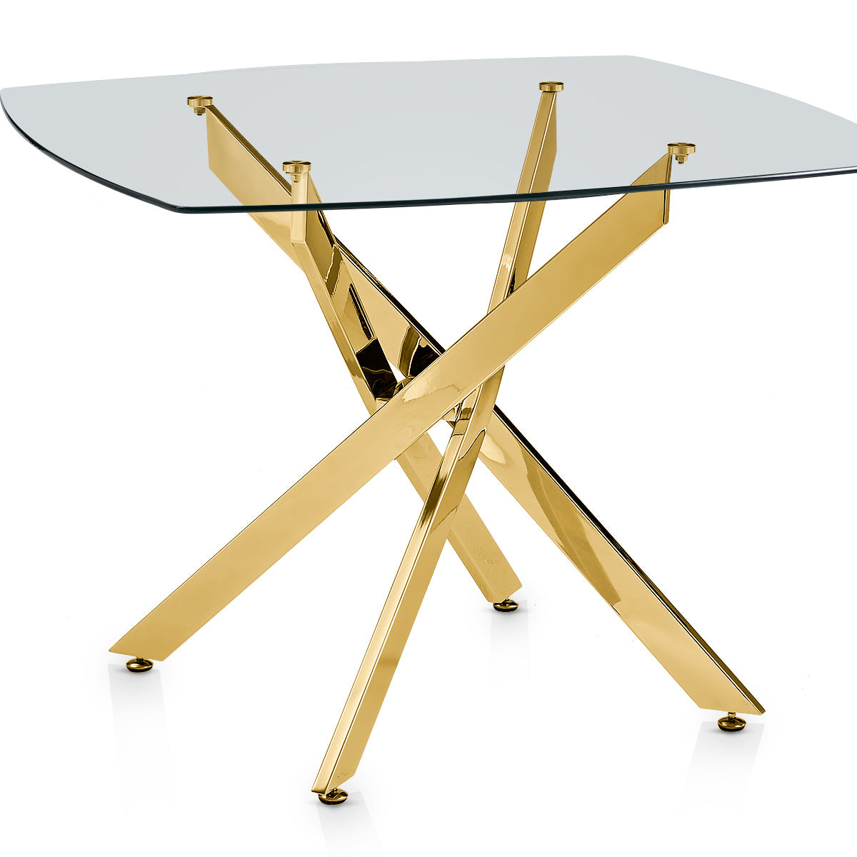 Echo 100cm Gold Dining Table Glass