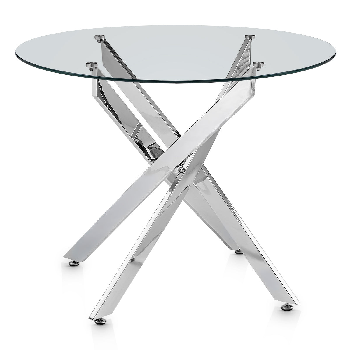 Sola 100cm Chrome Dining Table Glass