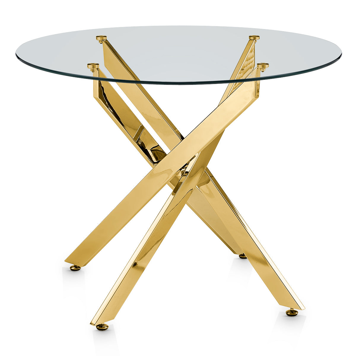 Sola 100cm Gold Dining Table Glass