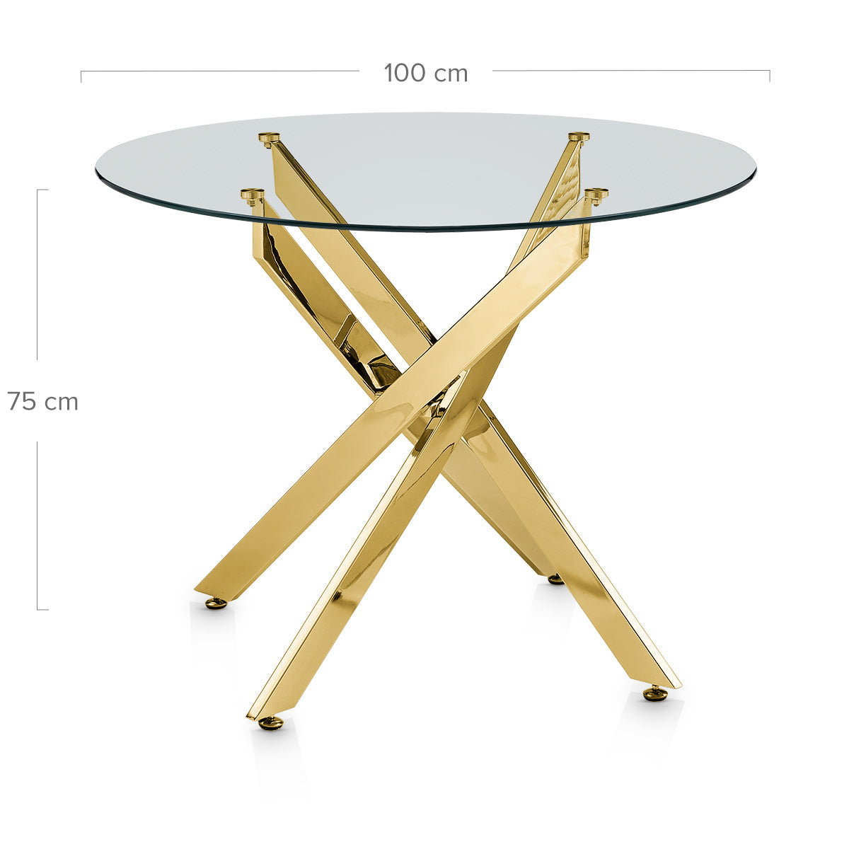 Sola 100cm Gold Dining Table Glass