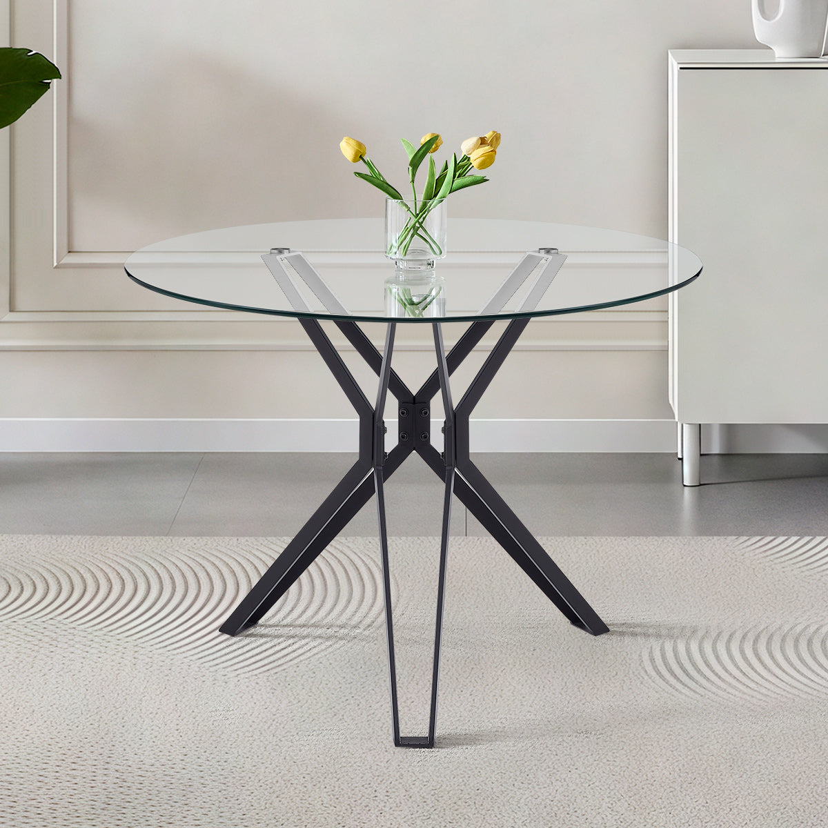 Hero 100cm Black Dining Table Glass