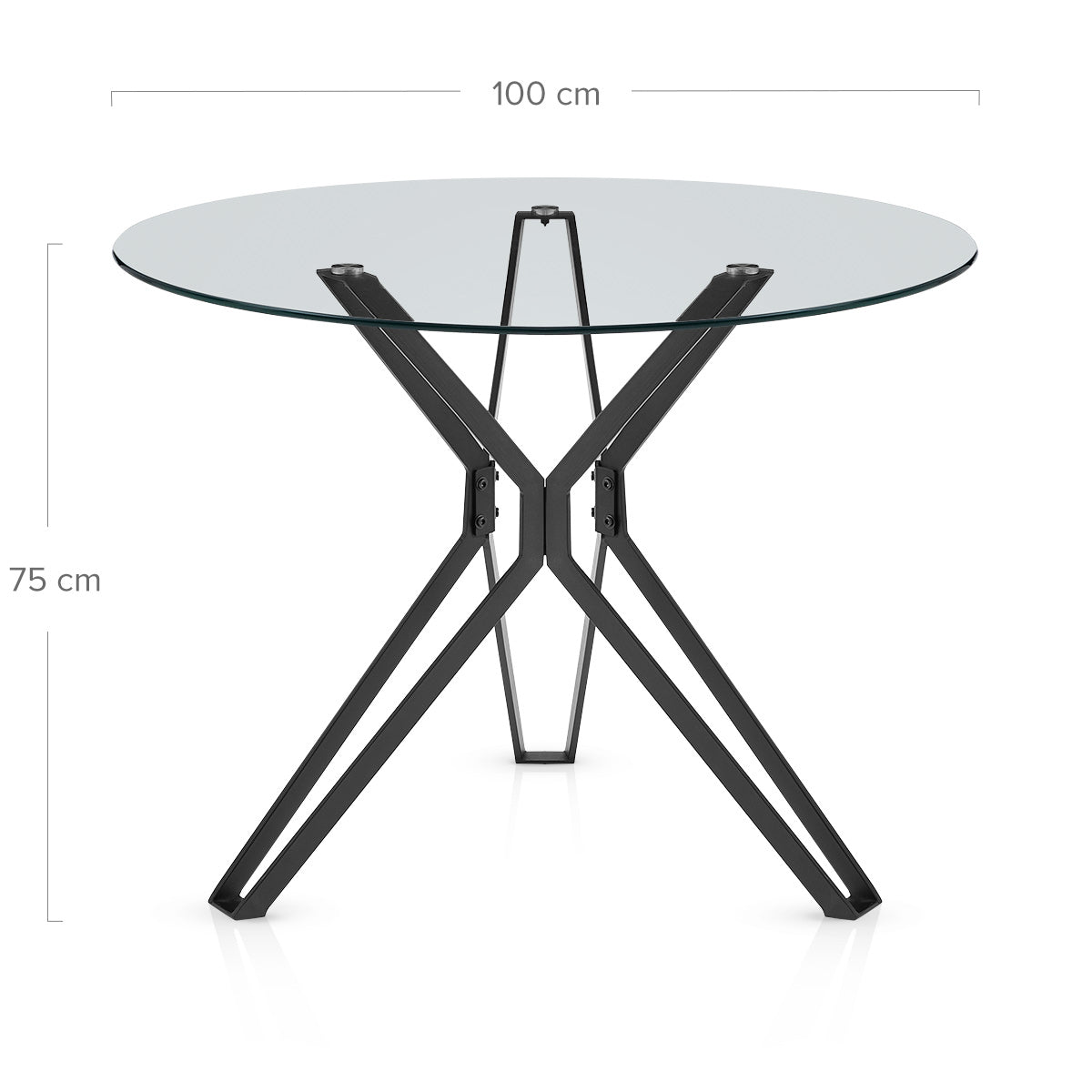Hero 100cm Black Dining Table Round Glass