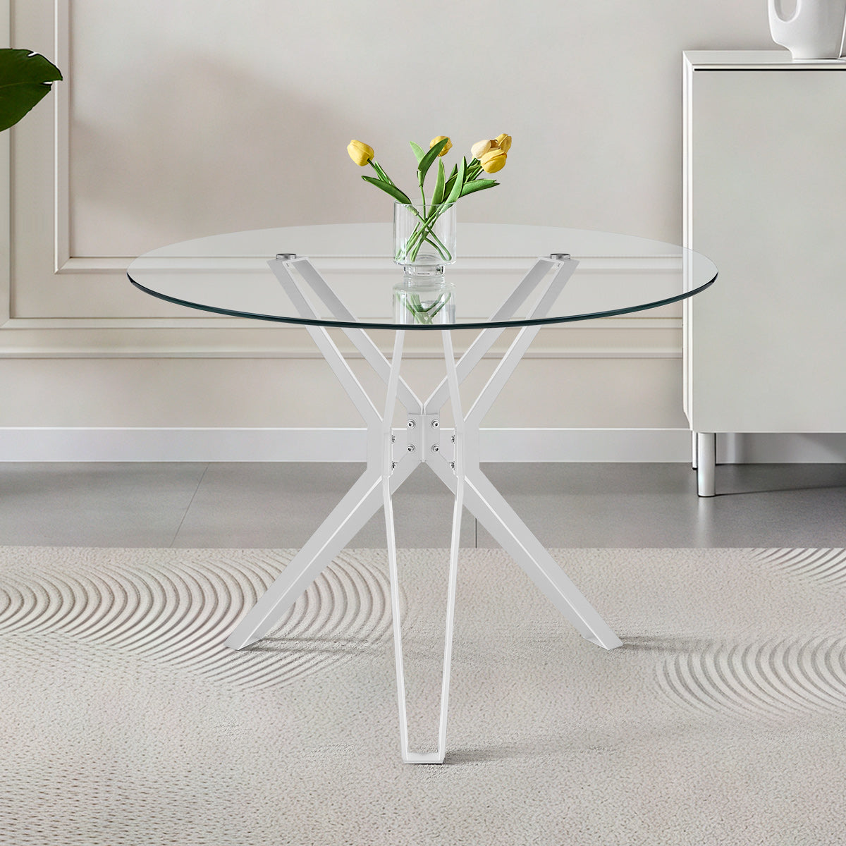 Hero 100cm White Dining Table Glass