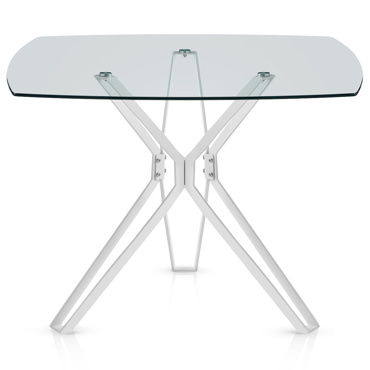 Deco 100cm White Dining Table Glass