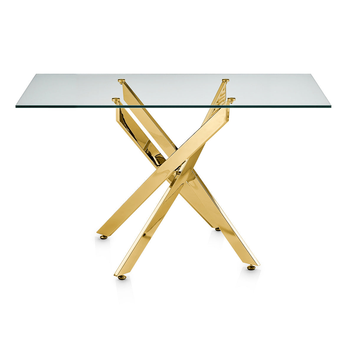 Coda 140cm Gold Dining Table Glass