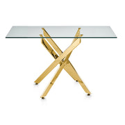Coda 140cm Gold Dining Table Glass