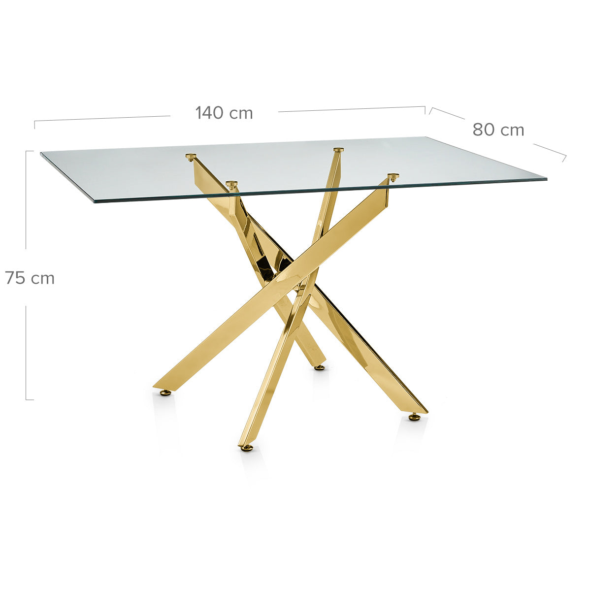 Coda 140cm Gold Dining Table Glass