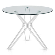 Deco 100cm White Dining Table Round Glass