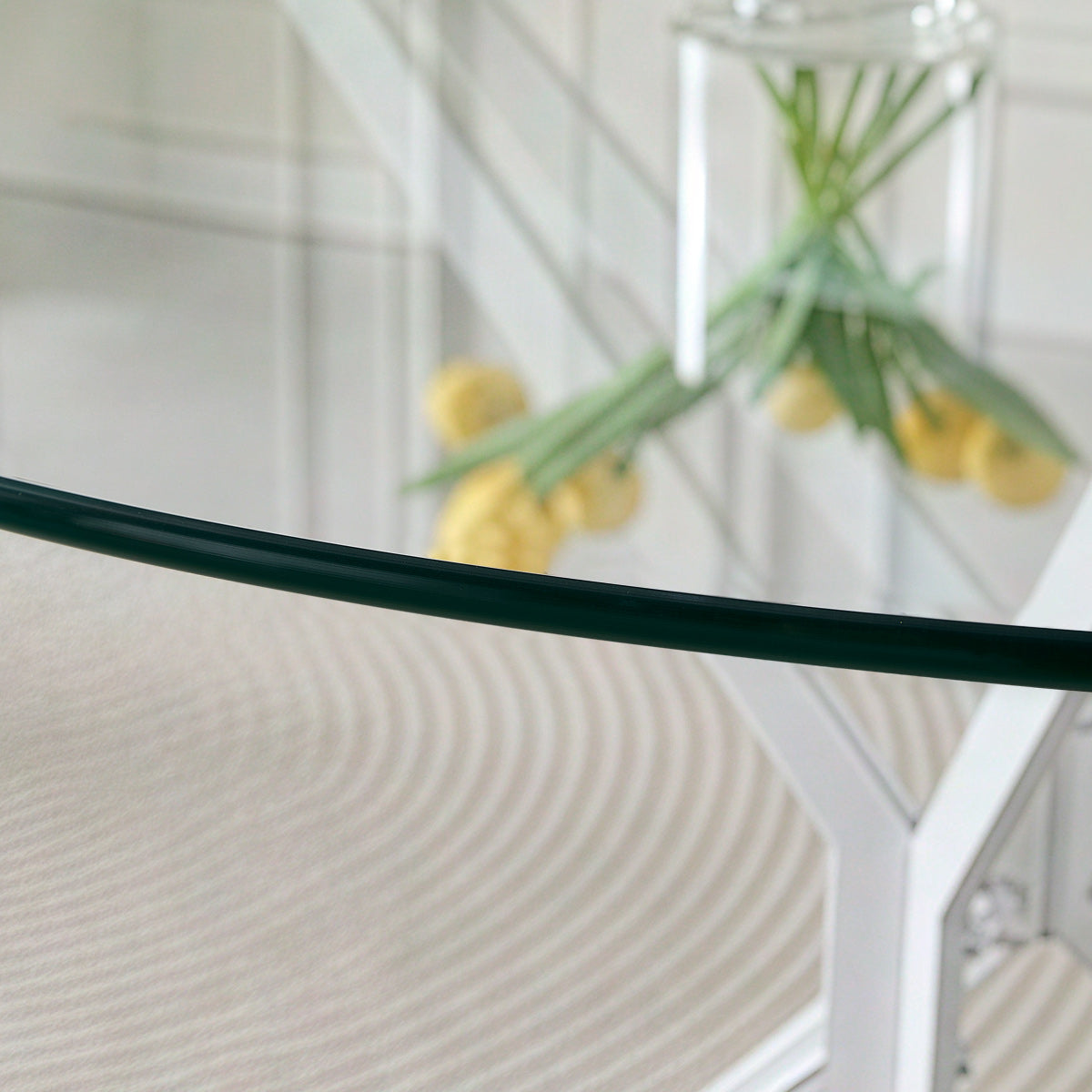 Deco 100cm White Dining Table Round Glass