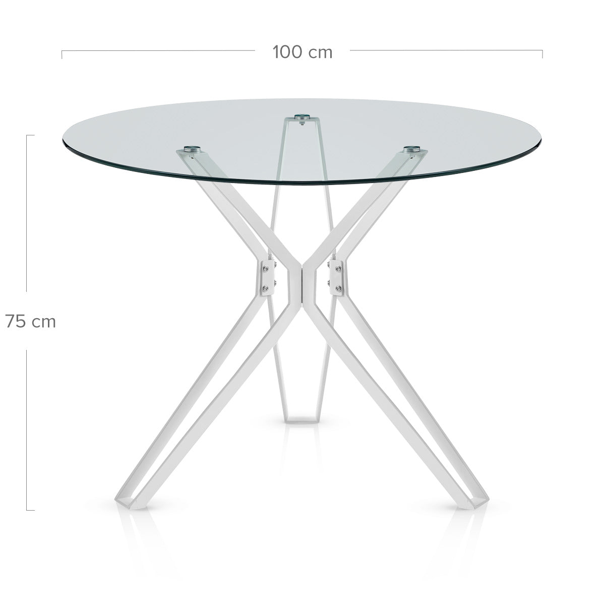 Deco 100cm White Dining Table Round Glass