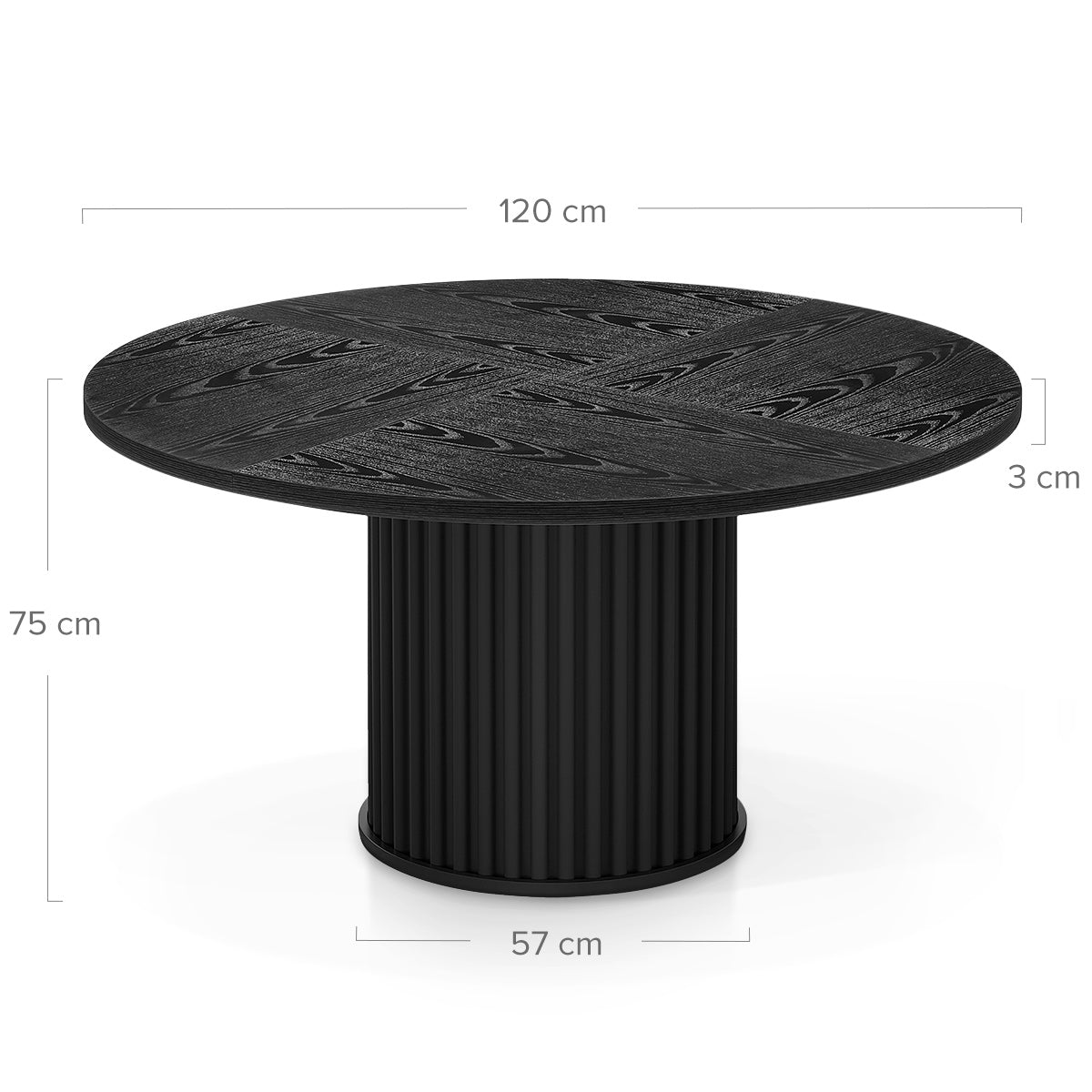 Tiber 120cm Round Wooden Dining Table Black