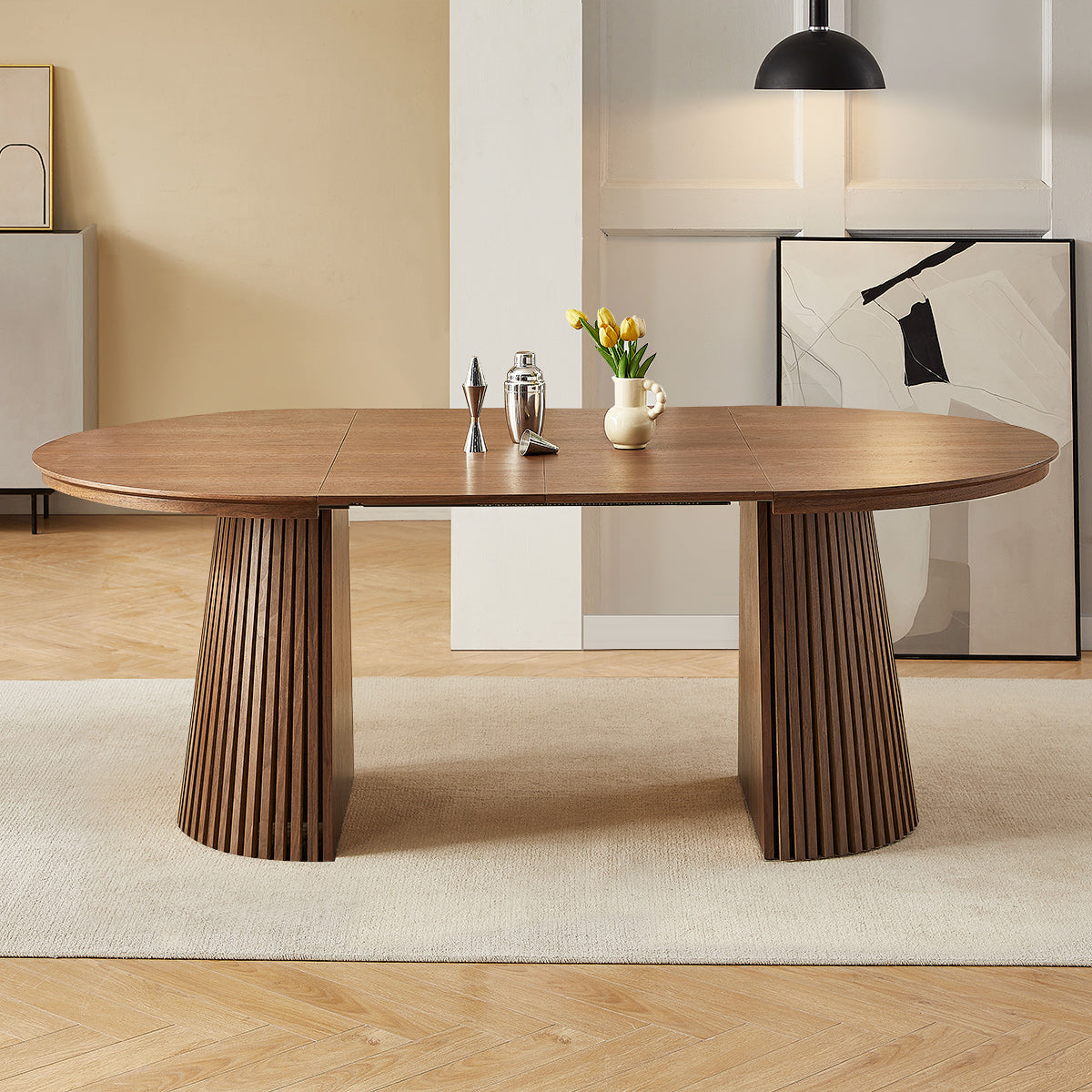Loma 120-200cm Extending Oval Dining Table Light Walnut