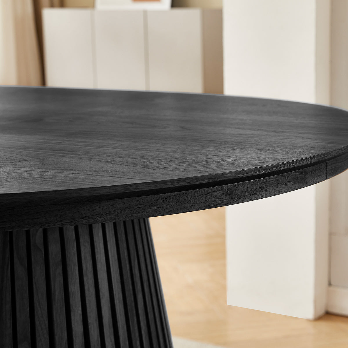 Loma 120-200cm Extending Oval Dining Table Black Wood