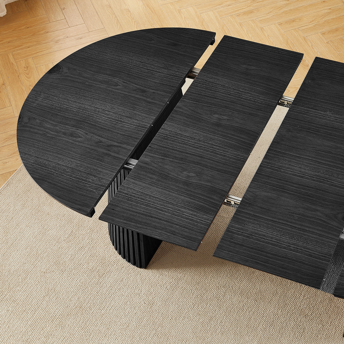 Loma 120-200cm Extending Oval Dining Table Black Wood