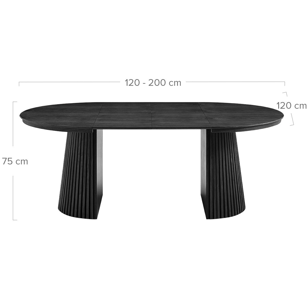 Loma 120-200cm Extending Oval Dining Table Black Wood