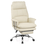 Colmar Cream Eco Leather Reclining Office Chair with Footrest