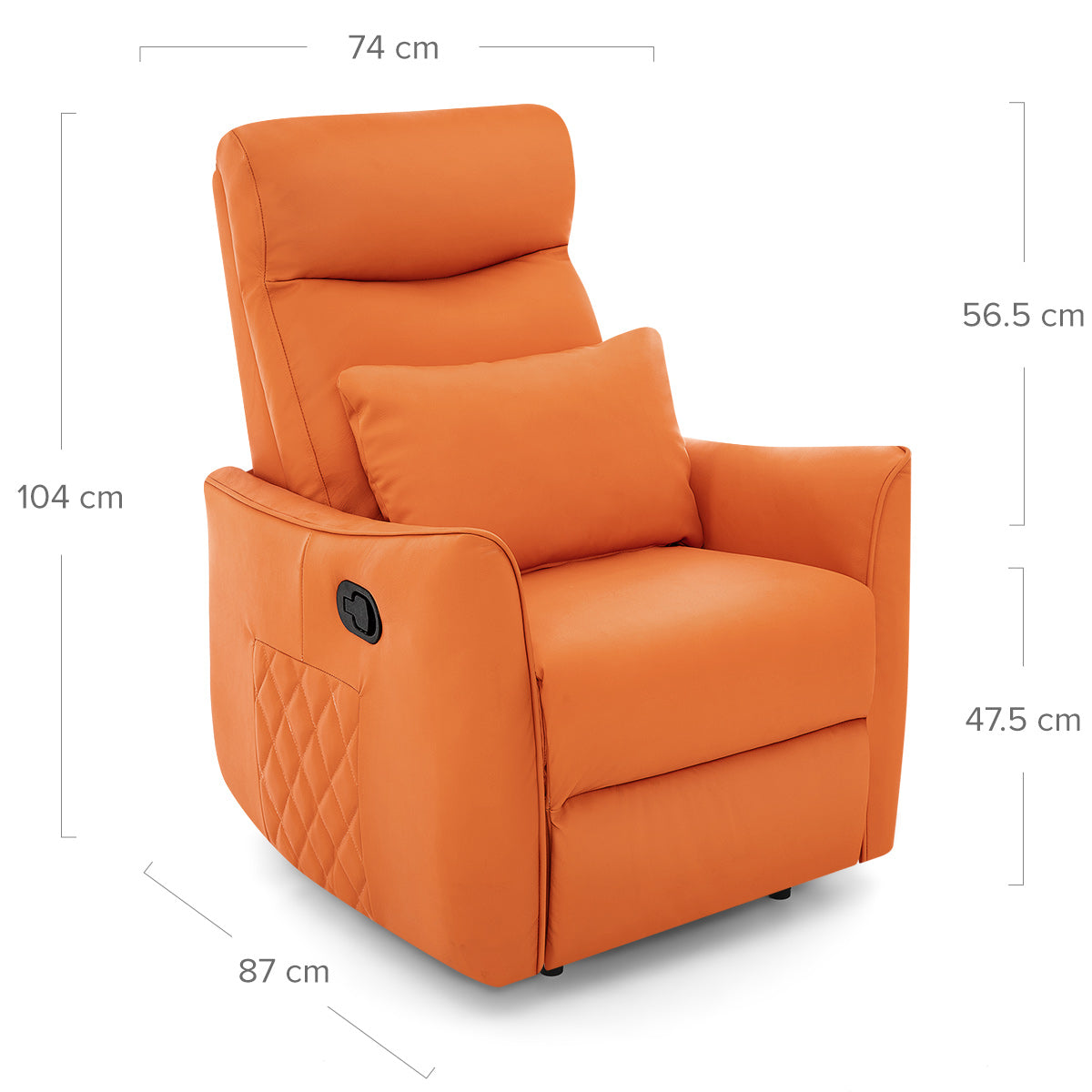 Salisbury Recliner Chair Orange Real Leather
