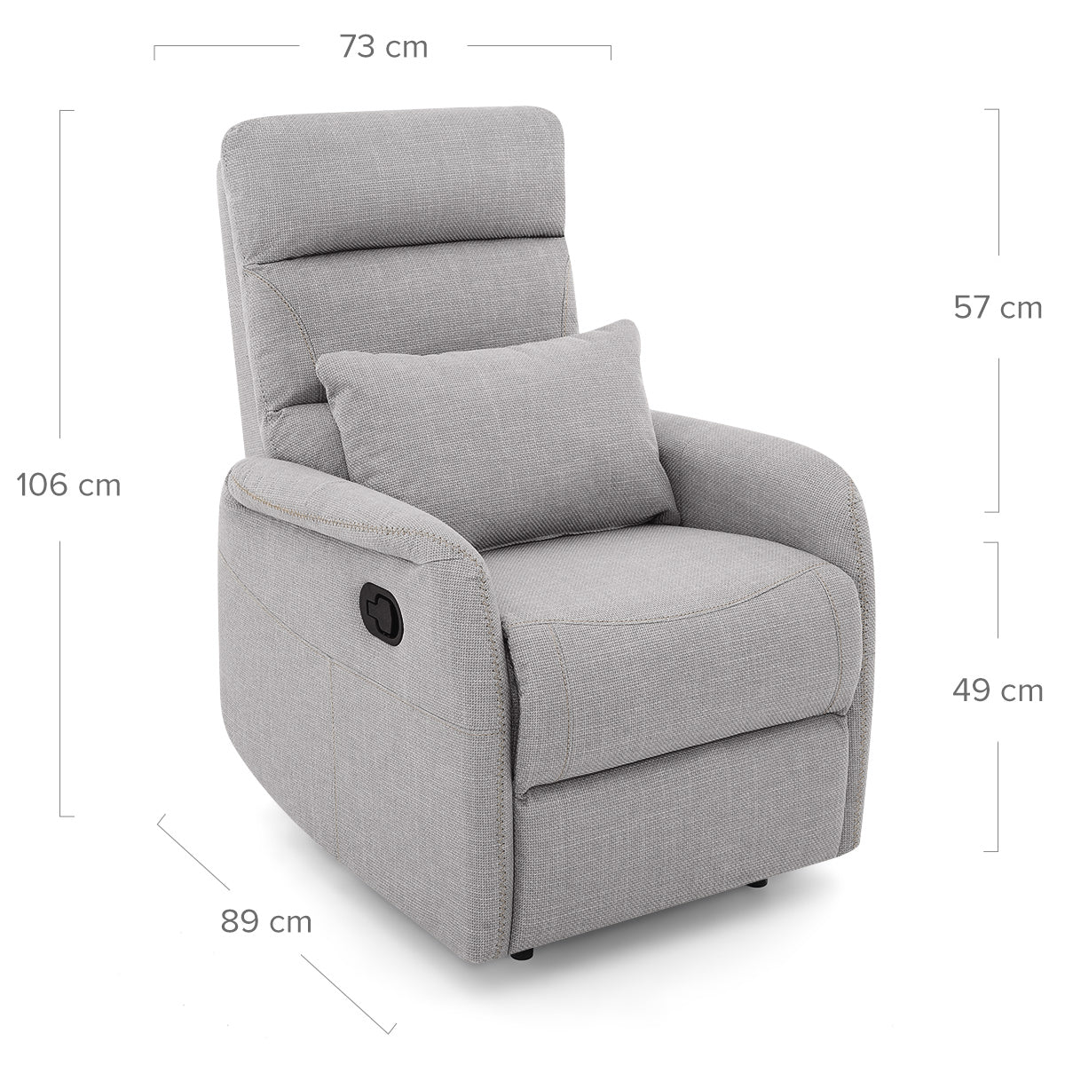 Langford Recliner Chair Grey Fabric