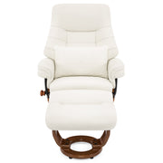 Tuscany Relaxer Chair & Stool Walnut Ivory Leather