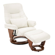 Tuscany Relaxer Chair & Stool Walnut Ivory Leather