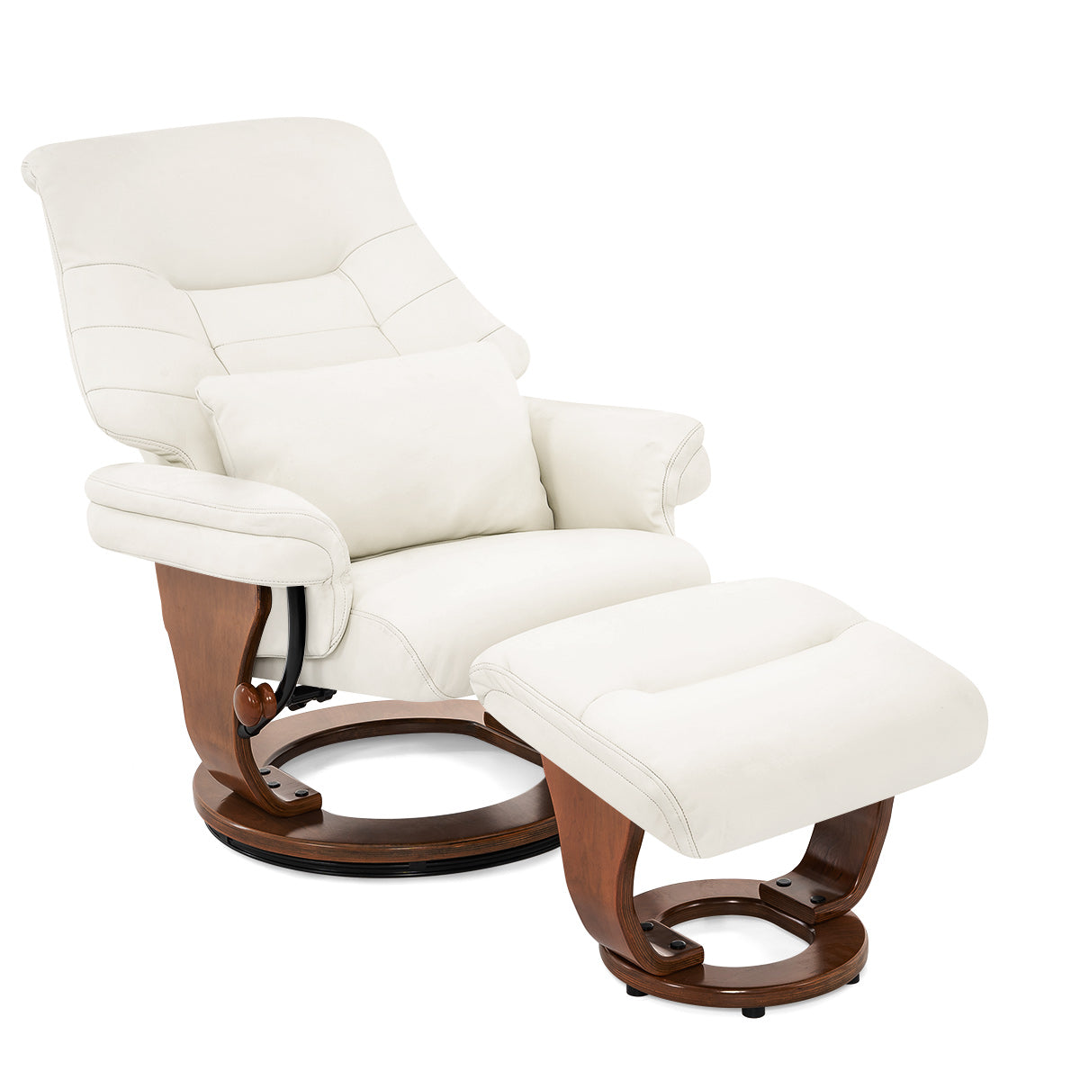 Tuscany Relaxer Chair & Stool Walnut Ivory Leather
