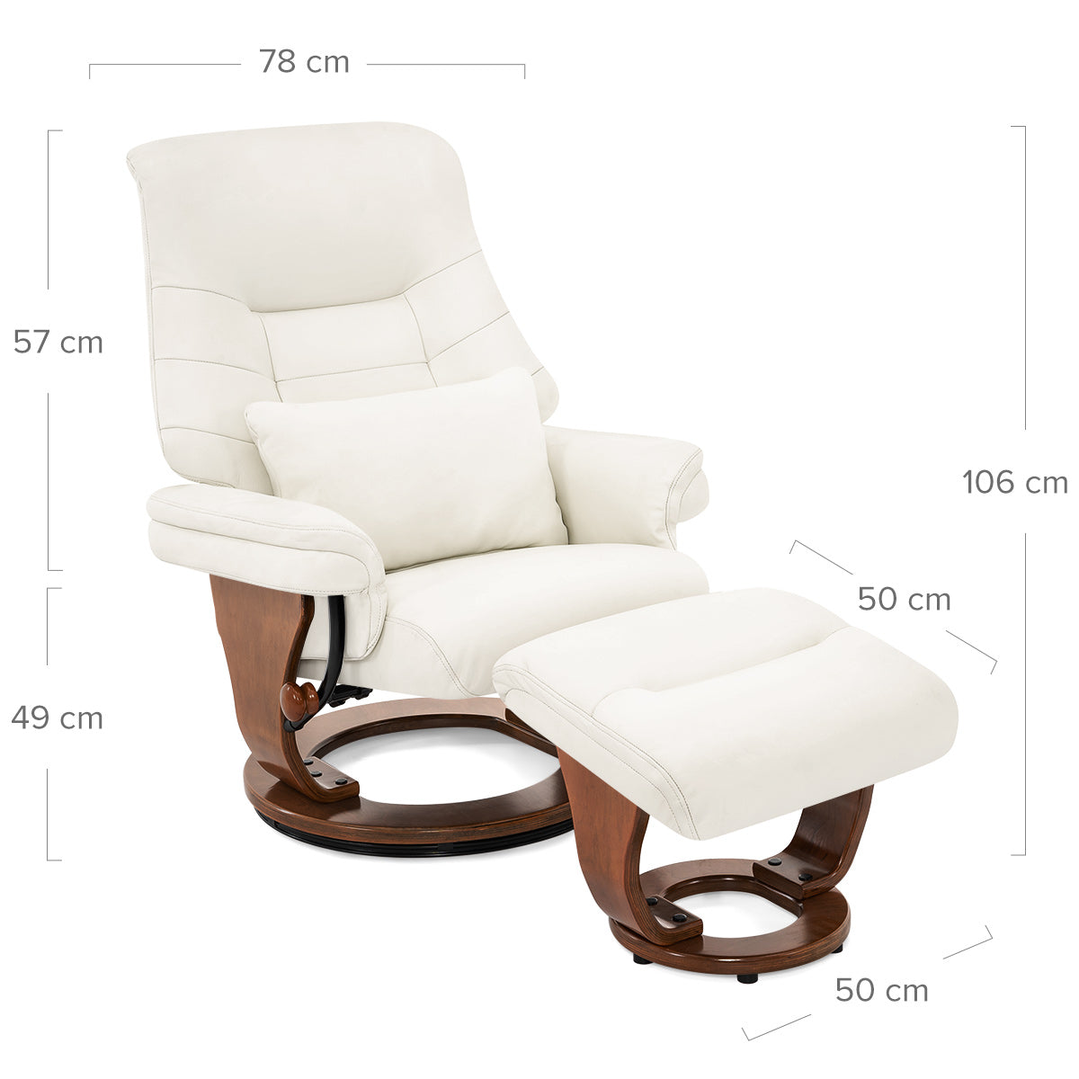Tuscany Relaxer Chair & Stool Walnut Ivory Leather