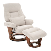 Tuscany Relaxer Chair & Stool Walnut Tweed Fabric