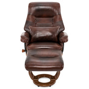 Tuscany Relaxer Chair & Stool Walnut Brown Leather