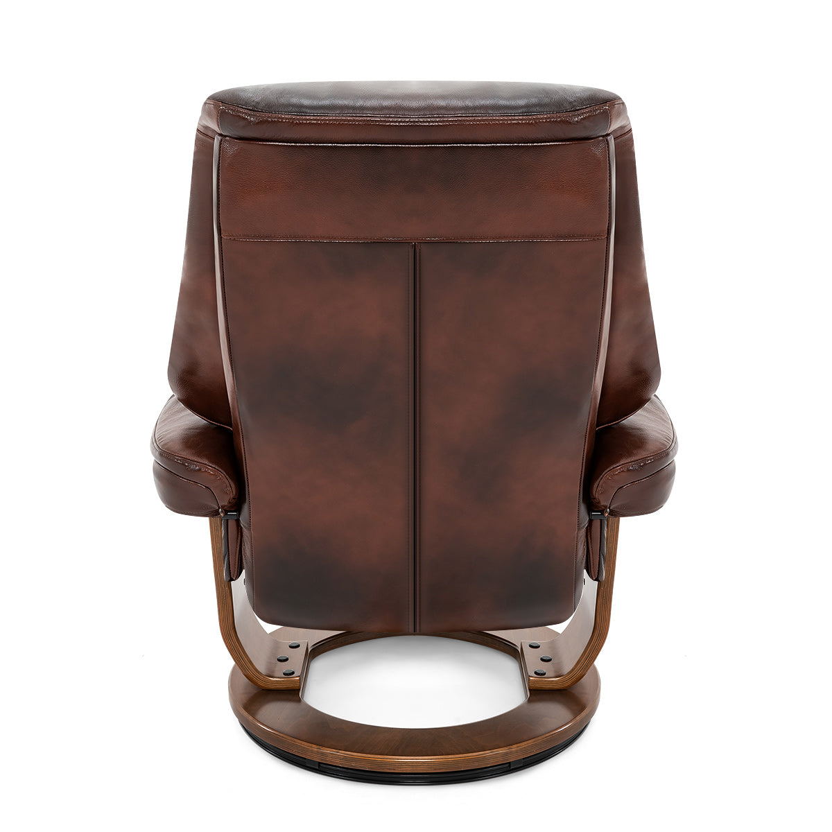 Tuscany Relaxer Chair & Stool Walnut Brown Leather