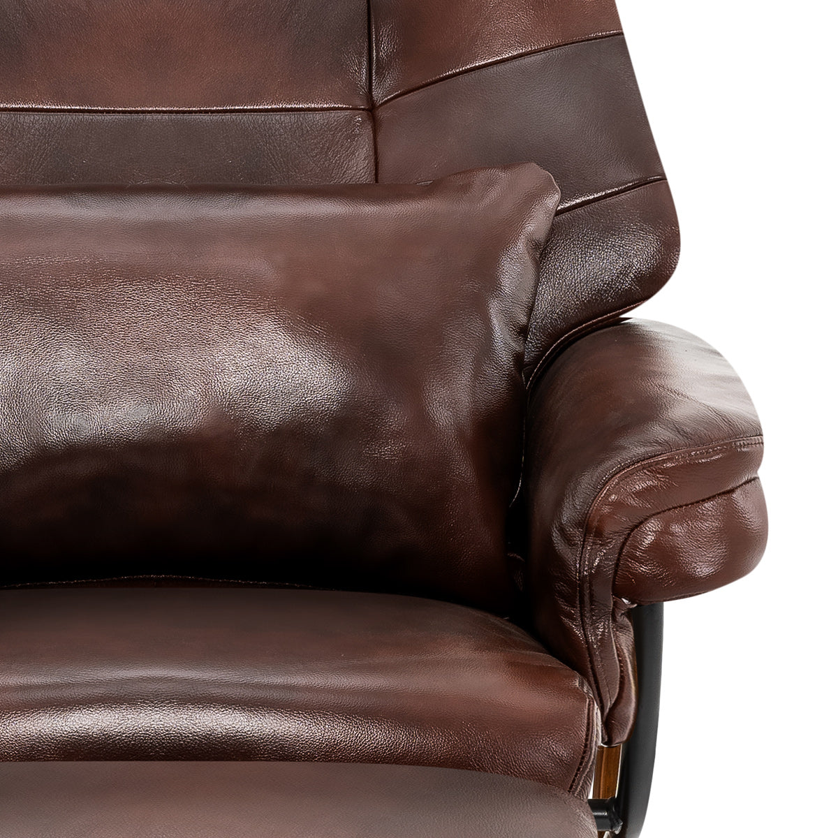 Tuscany Relaxer Chair & Stool Walnut Brown Leather