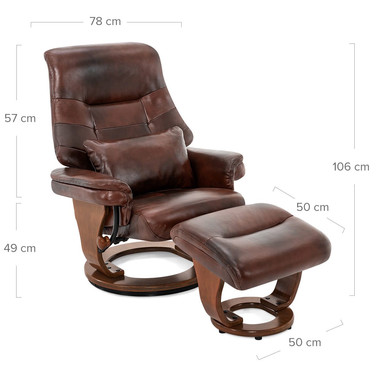 Tuscany Relaxer Chair & Stool Walnut Brown Leather