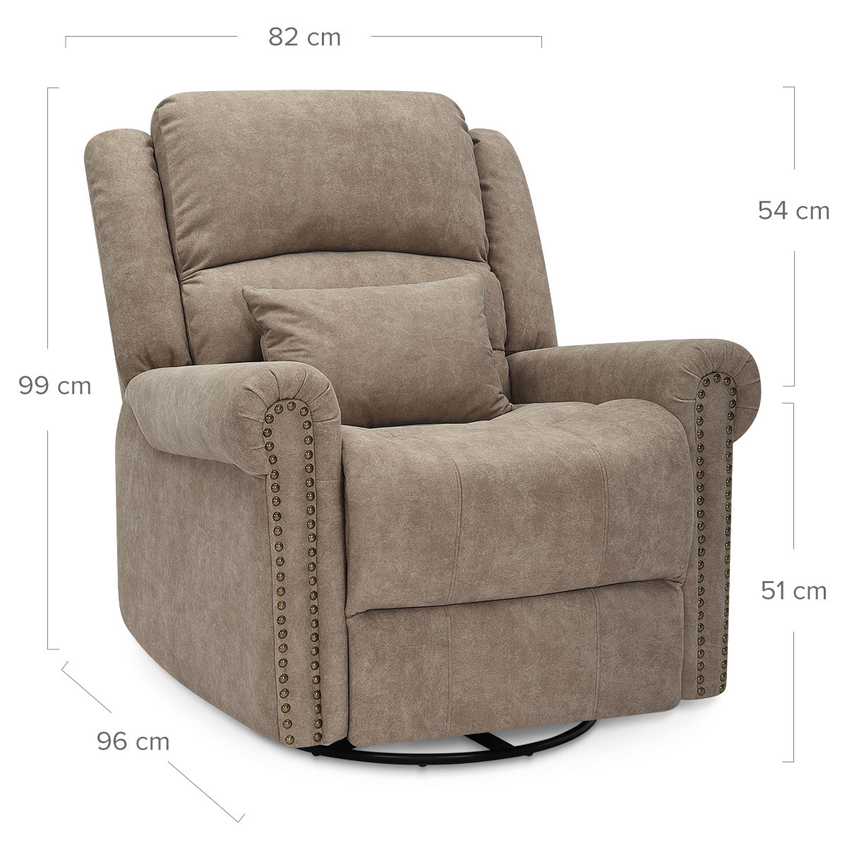 Keats Recliner Chair Taupe Fabric