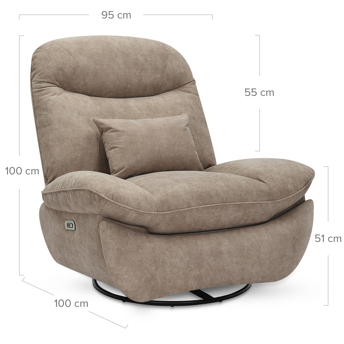 Shelley Power Recliner Chair Taupe Fabric