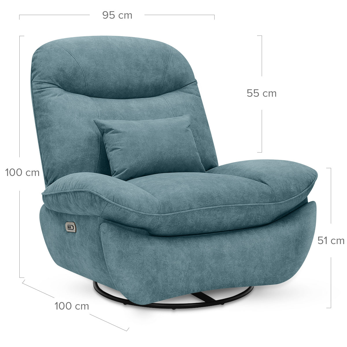 Shelley Power Recliner Chair Blue Fabric