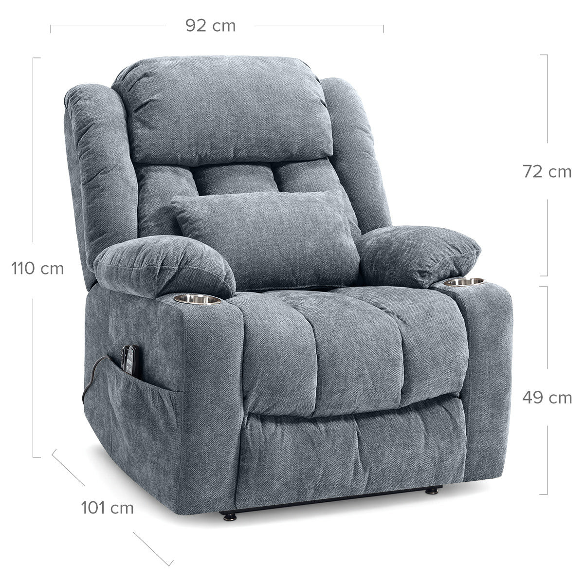 Kendall Riser Recliner Massage Chair Charcoal Fabric