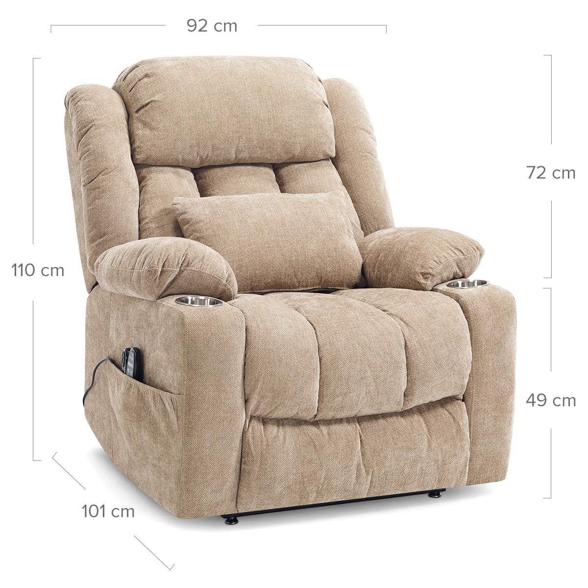Kendall Riser Recliner Massage Chair Tweed Fabric