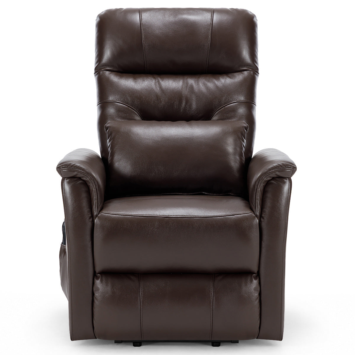 Padstow Brown Real Leather Faced Dual Motor Riser Recliner Chair, Heat & Massage