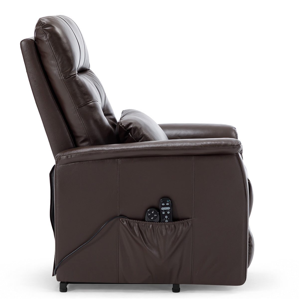 Padstow Brown Real Leather Faced Dual Motor Riser Recliner Chair, Heat & Massage