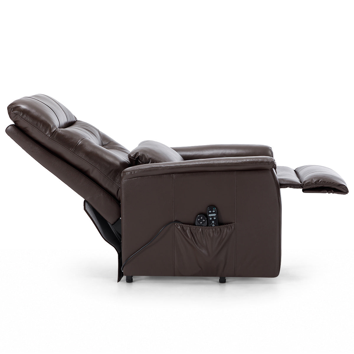 Padstow Brown Real Leather Faced Dual Motor Riser Recliner Chair, Heat & Massage