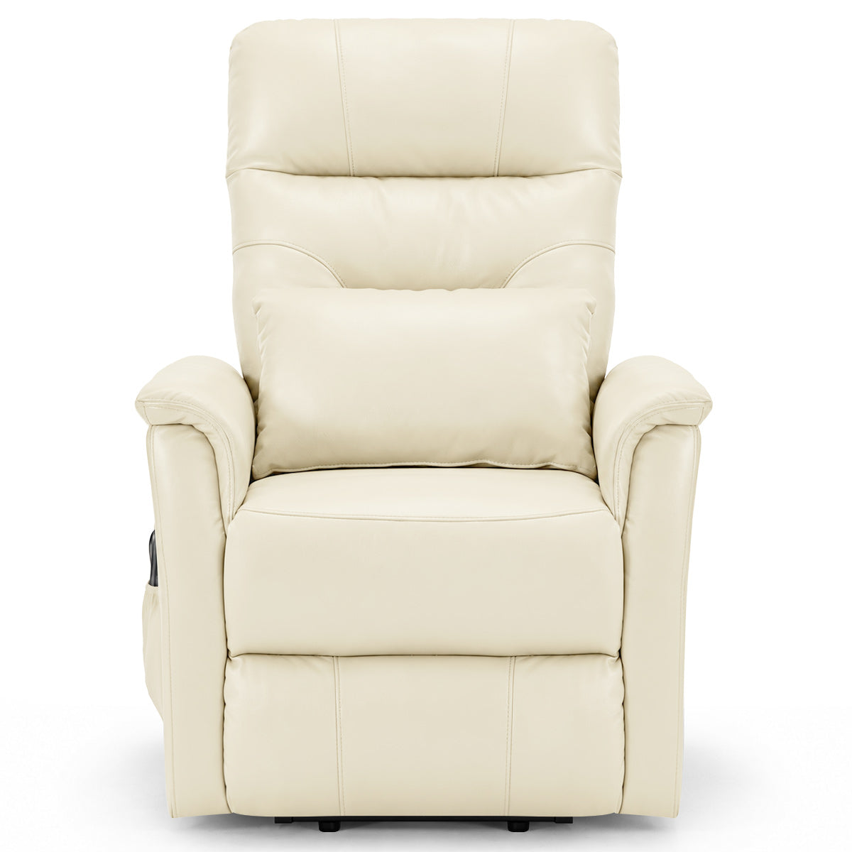 Padstow Cream Real Leather Dual Motor Riser Recliner Chair with Heat & Massage