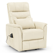 Padstow Cream Real Leather Dual Motor Riser Recliner Chair with Heat & Massage
