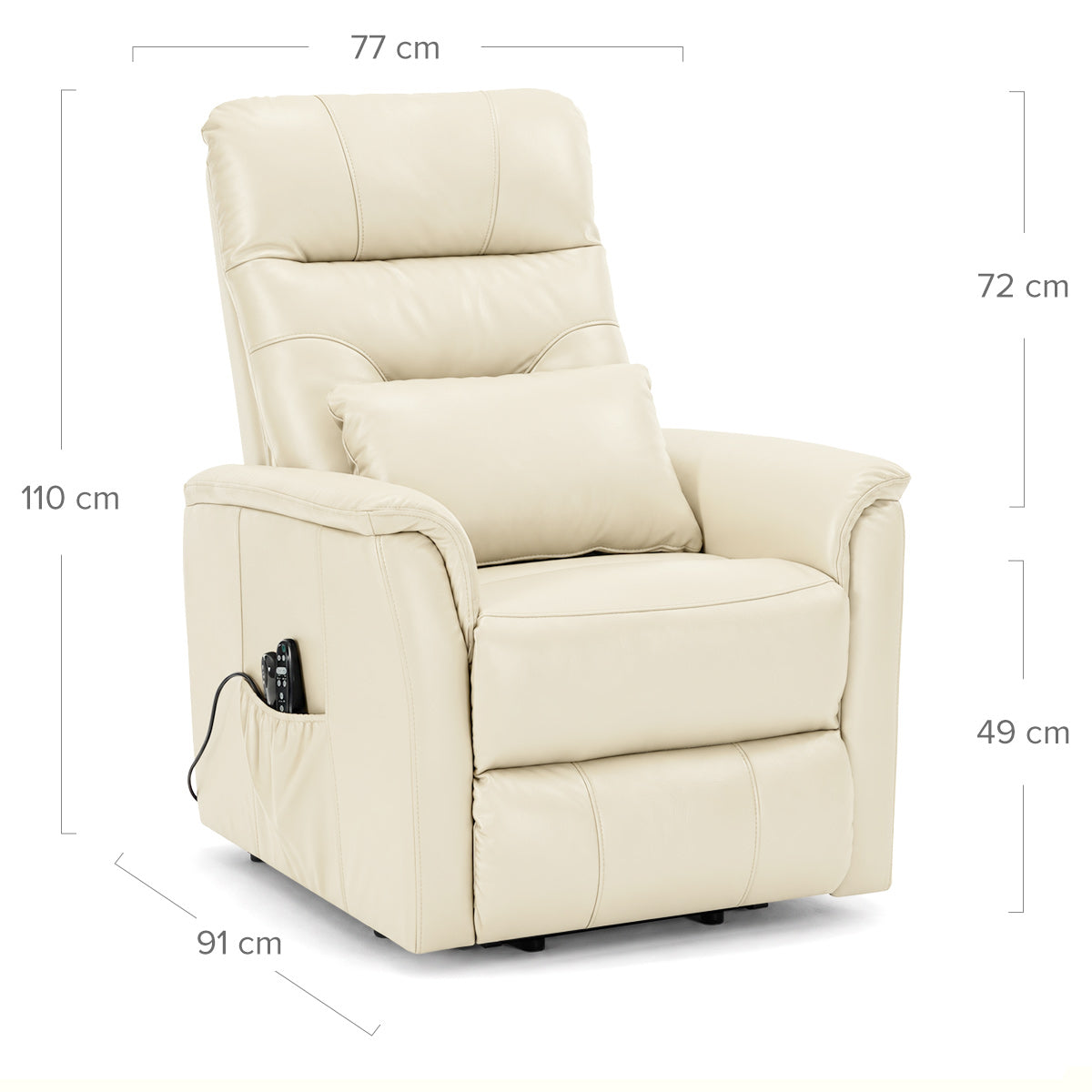 Padstow Cream Real Leather Dual Motor Riser Recliner Chair with Heat & Massage