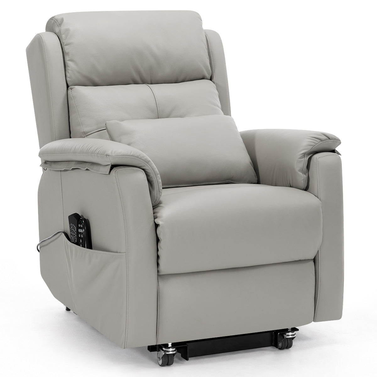 Mayfair Grey Real Leather Faced Triple Motor Riser Recliner Chair with Heat & Massage