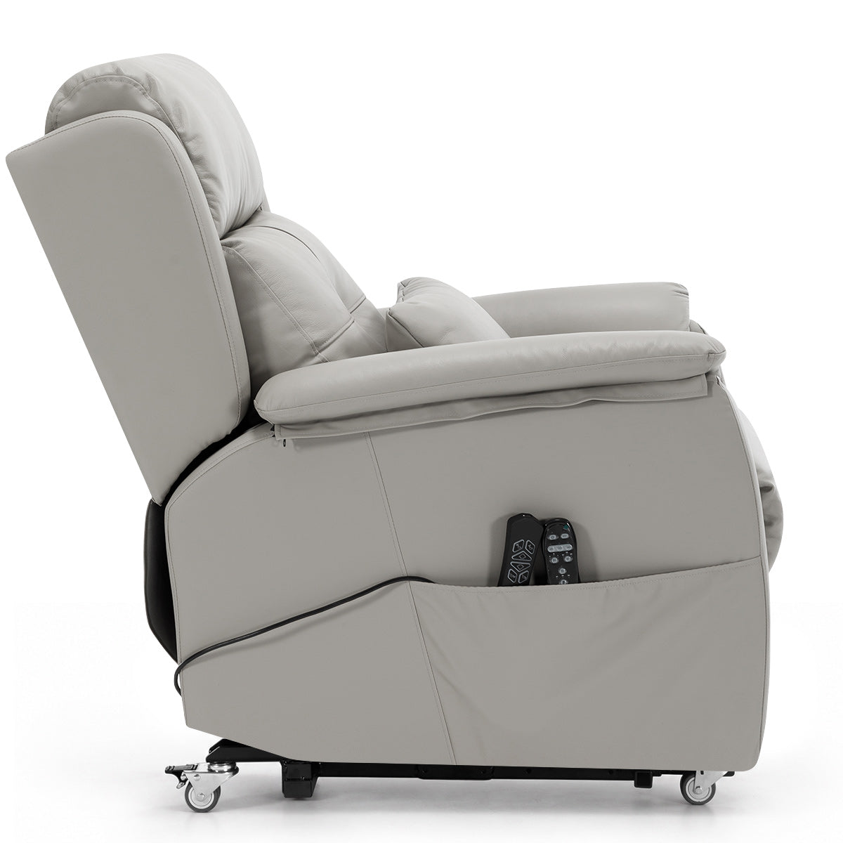 Mayfair Grey Real Leather Faced Triple Motor Riser Recliner Chair with Heat & Massage