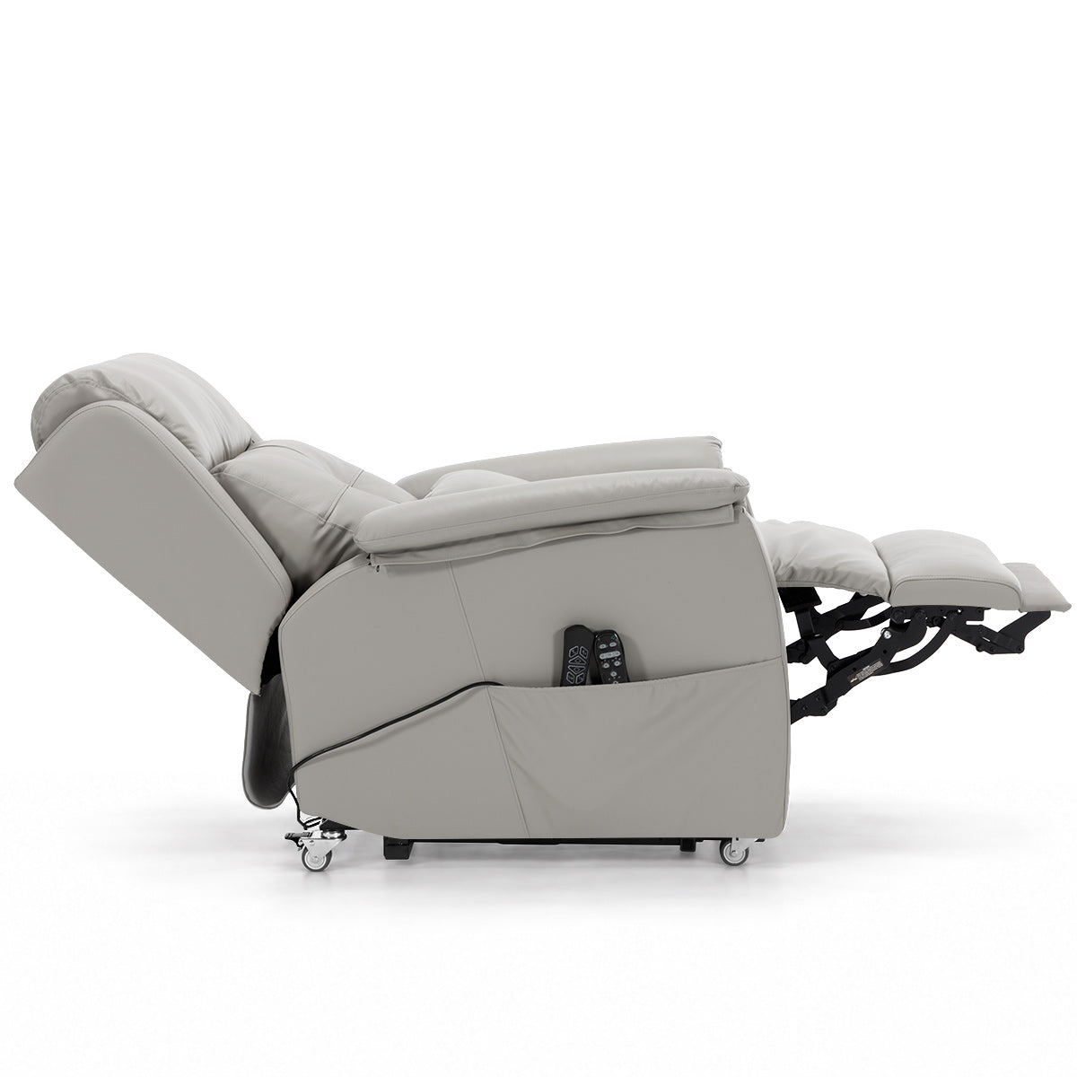 Mayfair Grey Real Leather Faced Triple Motor Riser Recliner Chair with Heat & Massage