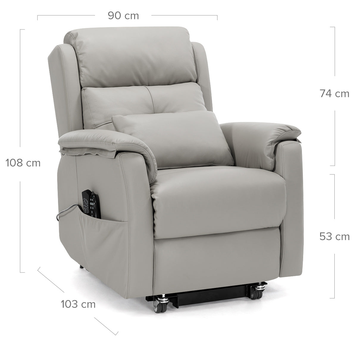 Mayfair Grey Real Leather Faced Triple Motor Riser Recliner Chair with Heat & Massage