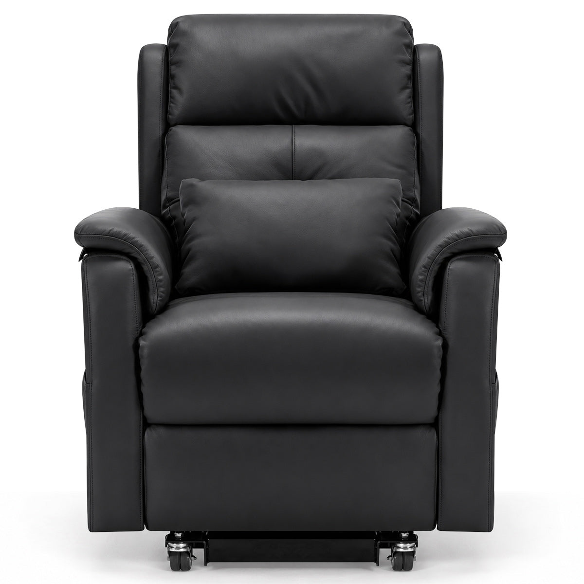 Mayfair Black Real Leather Faced Triple Motor Riser Recliner Chair with Heat & Massage