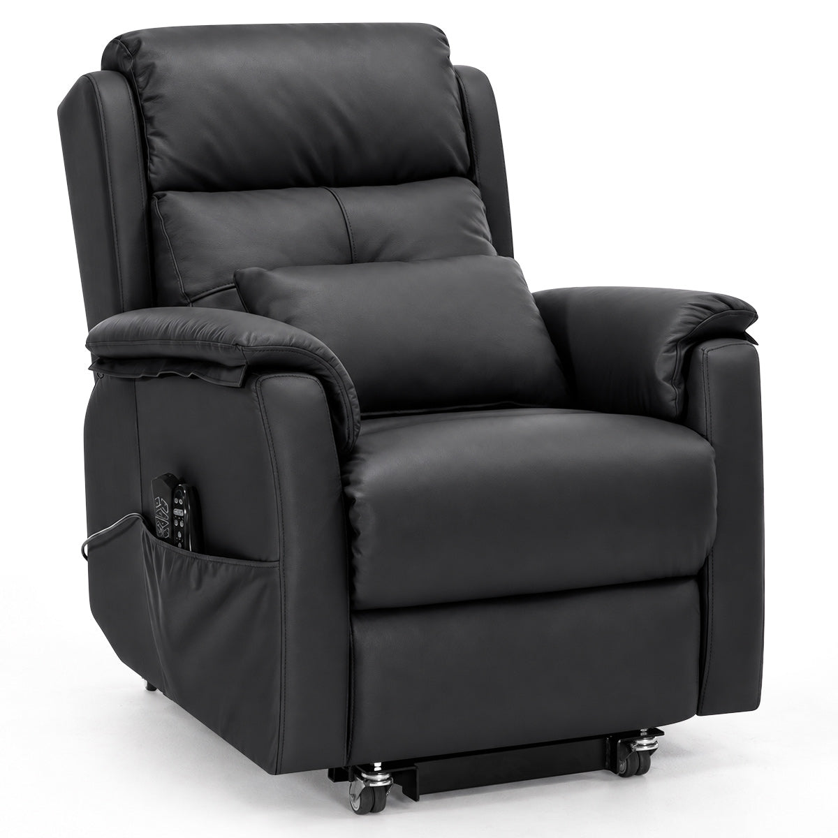 Mayfair Black Real Leather Faced Triple Motor Riser Recliner Chair with Heat & Massage