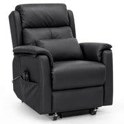 Mayfair Black Real Leather Faced Triple Motor Riser Recliner Chair with Heat & Massage